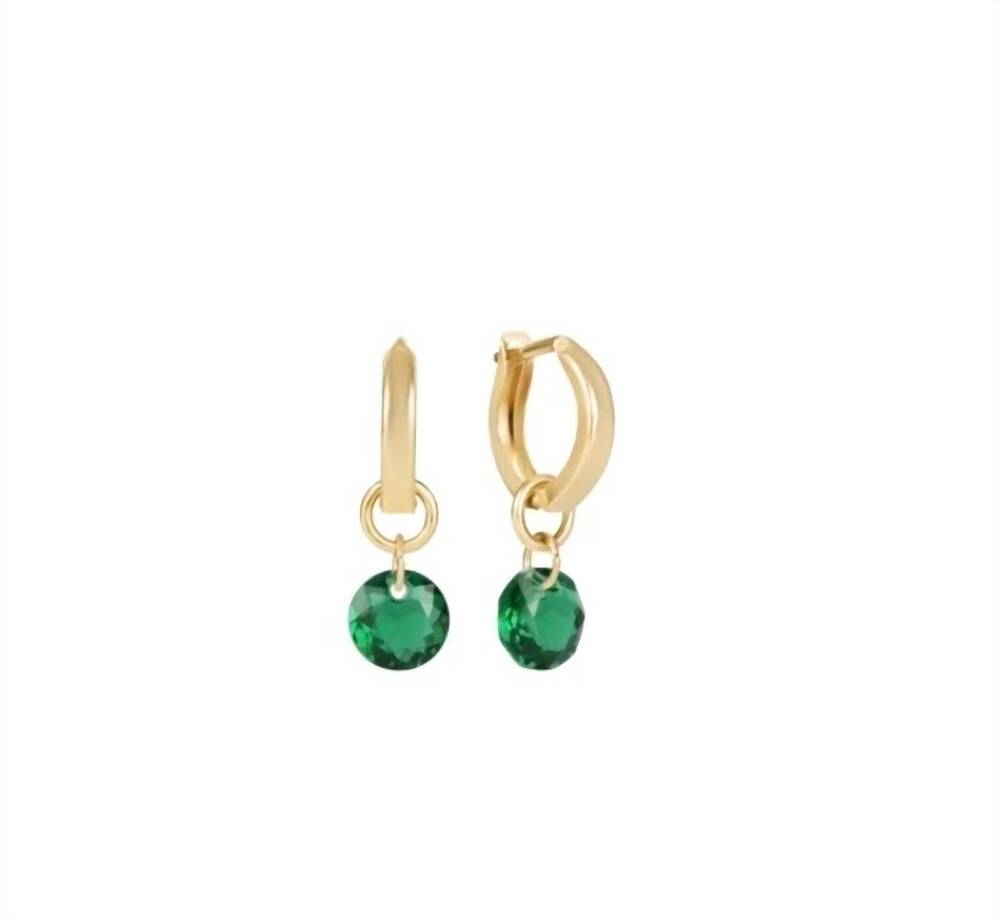 NEW ENEWTON women's huggie reflection small charm hoop earrings in green